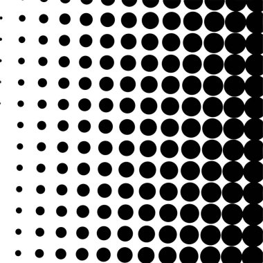 Beyaz ve siyah daireler, yarım ton eğimli arkaplan. Vektör illüstrasyonu.