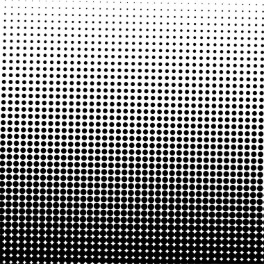 Beyaz ve siyah daireler, yarım ton eğimli arkaplan. Vektör illüstrasyonu.