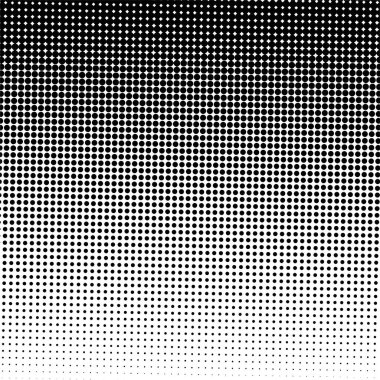 Beyaz ve siyah daireler, yarım ton eğimli arkaplan. Vektör illüstrasyonu.