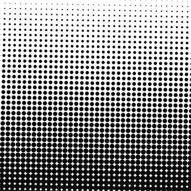 Beyaz ve siyah daireler, yarım ton eğimli arkaplan. Vektör illüstrasyonu.