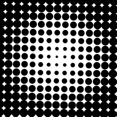 Beyaz ve siyah daireler, yarım ton eğimli arkaplan. Vektör illüstrasyonu.