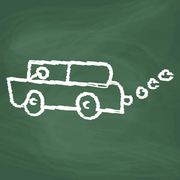 Car Line Icon Design White Chalk Draw Picture Blackboard — Stock Vector