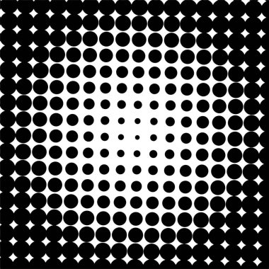 Beyaz ve siyah daireler, yarım ton eğimli arkaplan. Vektör illüstrasyonu.