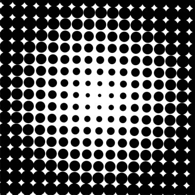 Beyaz ve siyah daireler, yarım ton eğimli arkaplan. Vektör illüstrasyonu.