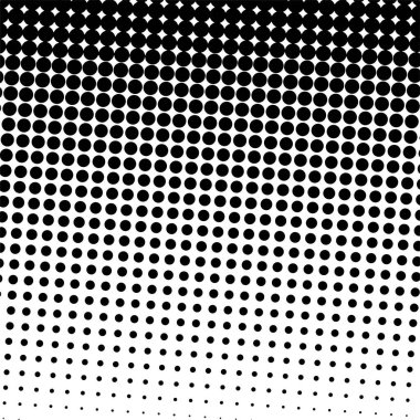 Beyaz ve siyah daireler, yarım ton eğimli arkaplan. Vektör illüstrasyonu.