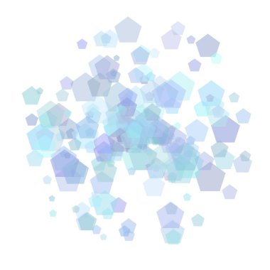 Blue abstract pentagons, random background.