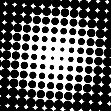 Beyaz ve siyah daireler, yarım ton eğimli arkaplan. Vektör illüstrasyonu.
