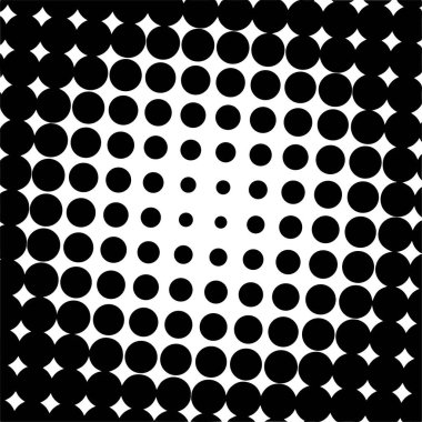 Beyaz ve siyah daireler, yarım ton eğimli arkaplan. Vektör illüstrasyonu.