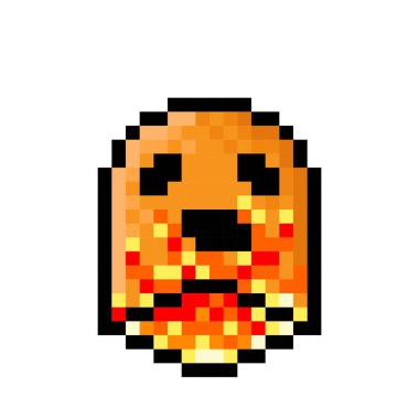 Ghost fire character pixel art. Vector illustration.