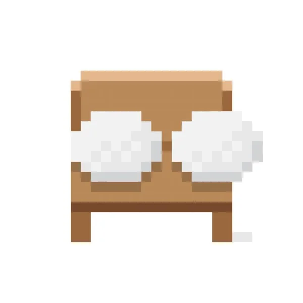 Tahta Sandalye Yastık Pikseli Sandalye Ikonu Simge Mobilyası — Stok Vektör