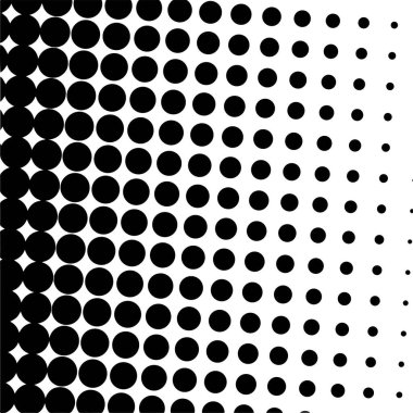Beyaz ve siyah daireler, yarım ton eğimli arkaplan. Vektör illüstrasyonu.