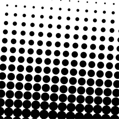 Beyaz ve siyah daireler, yarım ton eğimli arkaplan. Vektör illüstrasyonu.
