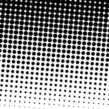 Beyaz ve siyah daireler, yarım ton eğimli arkaplan. Vektör illüstrasyonu.