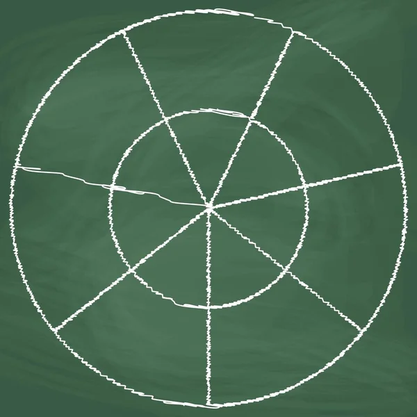 Circle Radius Line Icon Design White Chalk Draw Picture Blackboard — ストックベクタ