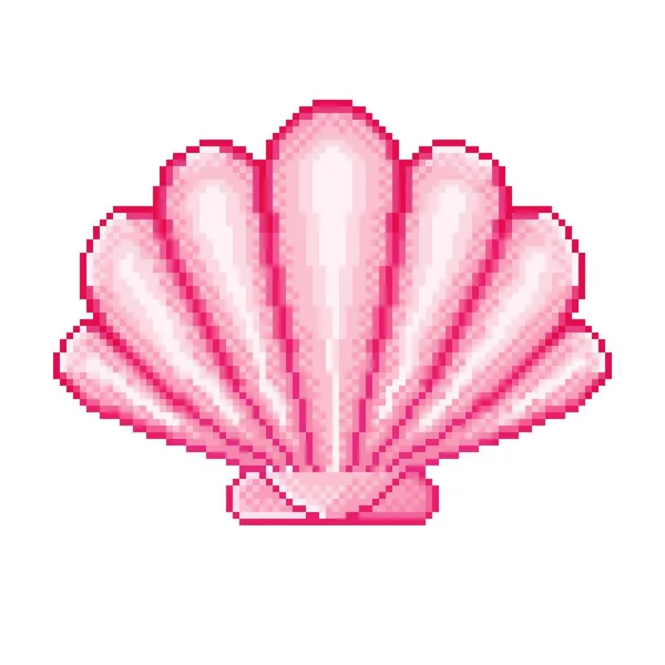 Shell Icon Pixel Art Clam Pixel Art Vector Illustration — 스톡 벡터