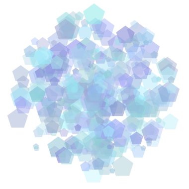 Blue abstract pentagons, random background.