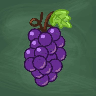 Grapes fruit Icon design, Colorful chalk. Draw a picture on the blackboard.