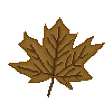 Maple leaf pixel art. Vector illustration.