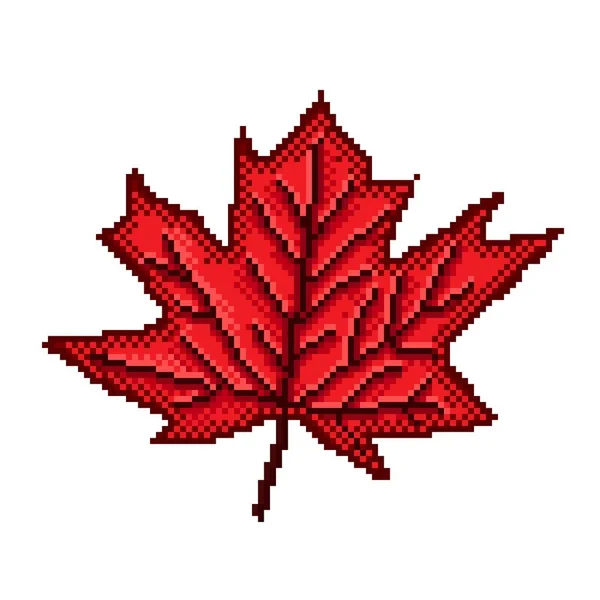 Maple Leaf Pixel Art Vector Illustration — Stock vektor