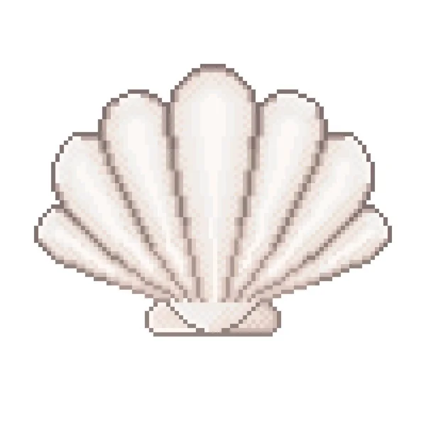 Shell Icon Pixel Art Clam Pixel Art Vector Illustration — 스톡 벡터