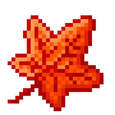 Maple leaf pixel art. Vector illustration.