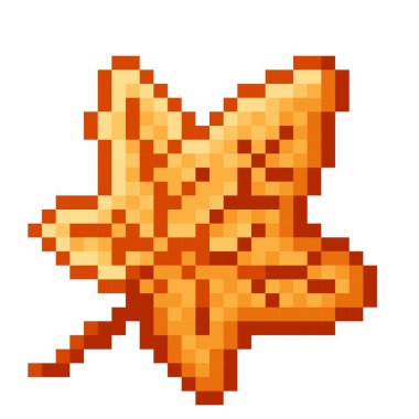 Maple leaf pixel art. Vector illustration.