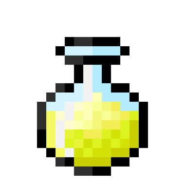 Yellow potion pixel art. Vector Picture. 
