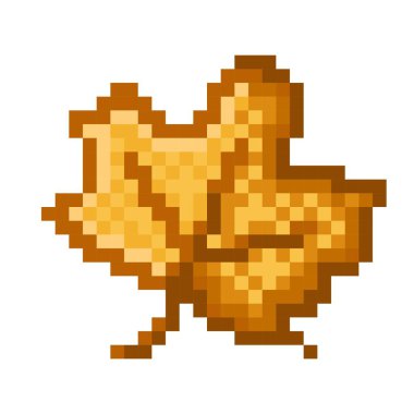 Maple leaf pixel art. Vector illustration.
