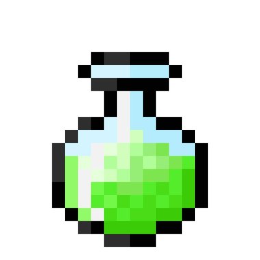Green potion pixel art. Vector Picture. 
