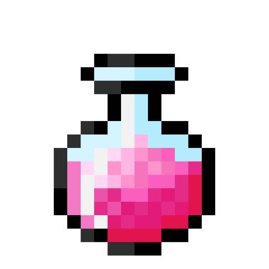 Pembe iksir piksel sanatı. Vektör Resmi. 