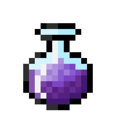Purple potion pixel art. Vector Picture. 