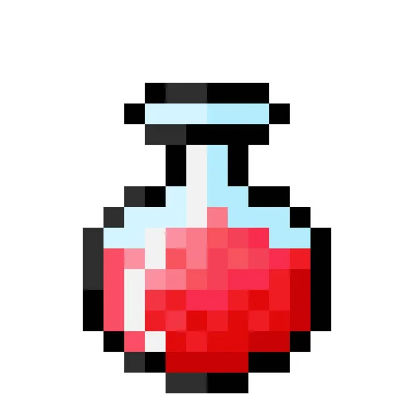 Red potion pixel art. Vector Picture. 