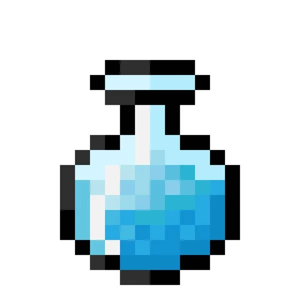 Blue potion pixel art. Vector Picture. 