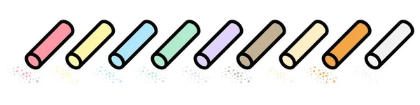Pieces Chalk Icon Design Colorful Chalk Draw Picture White Background — ストックベクタ