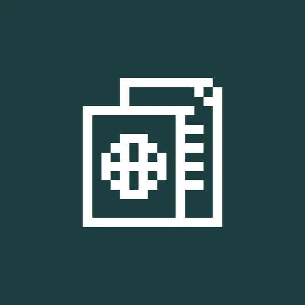 Paper Icon Pixel Art Draw Picture Blackboard Vector Illustration — ストックベクタ