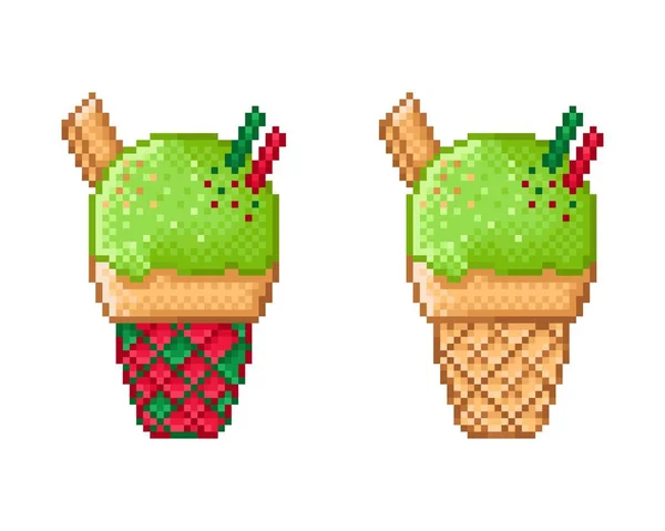 Lemon Christmas Style Ice Cream Pixel Art Vector Illustration — Image vectorielle