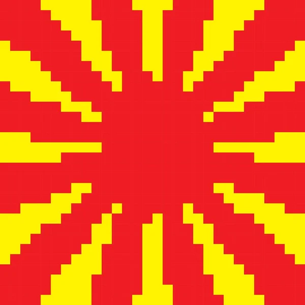 Red Yellow Sunburst Sunlight Pixel Art Background Vector Illustration — 图库矢量图片