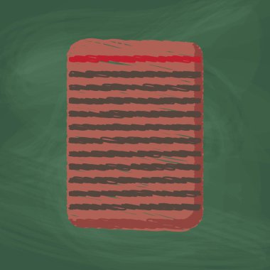 Kağıt Simgesi tasarımı, renkli tebeşir. Tahtaya bir resim çiz.