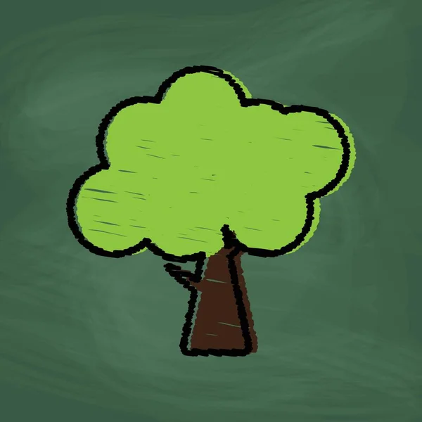 Projekt Ikony Drzewa Kolorowa Kreda Narysuj Obrazek Tablicy — Wektor stockowy