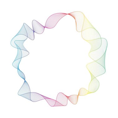 Abstract rainbow circle wave frame background. Vector illustration.