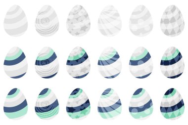 Paskalya yumurtaları fantezi seti. Vektör illüstrasyonu.