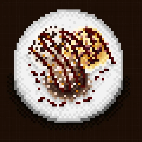 Ice Cream Scoop Menu Pixel Art Vector Illustration — Stockový vektor