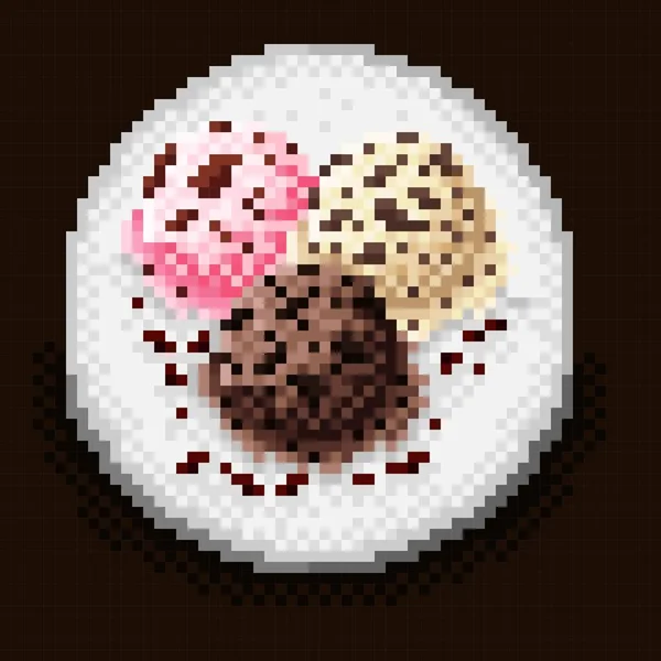 Zmrzlina Naběračky Menu Pixel Art Vektorová Ilustrace — Stockový vektor