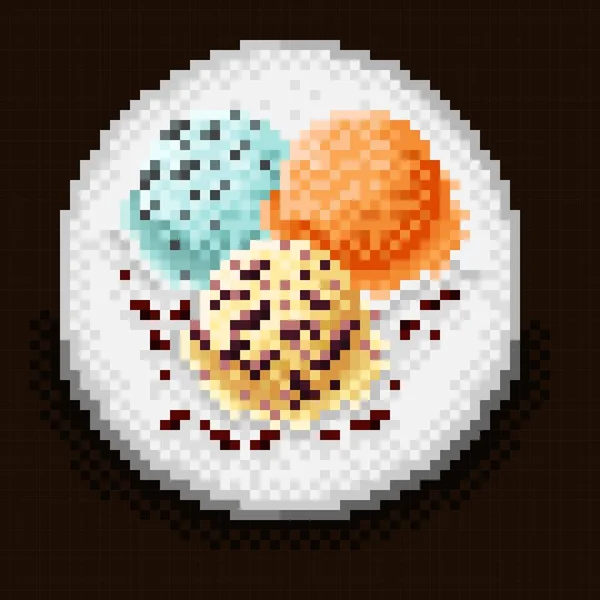 Zmrzlina Naběračky Menu Pixel Art Vektorová Ilustrace — Stockový vektor