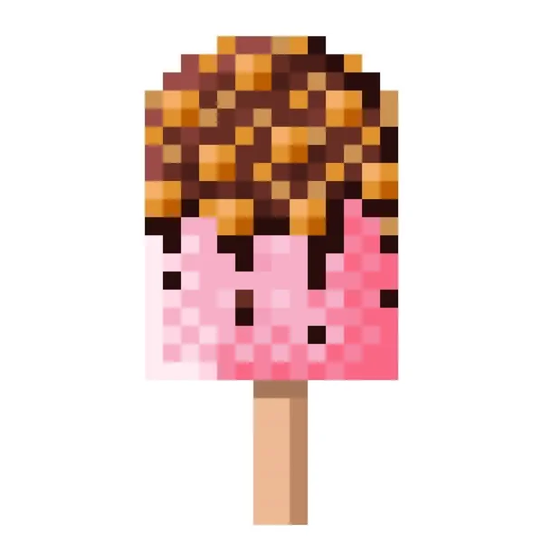 Çikolata Kaplı Dondurma Çubuklarının Pikseli Vektör Illüstrasyonu — Stok Vektör