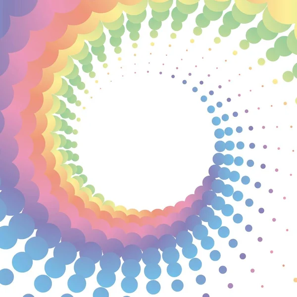 Rainbow Pastel Dot Circle Frame Halftone White Background Vector Illustration — 图库矢量图片