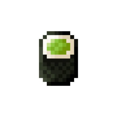 Vegetable sushi pixel art. Vector illustration.