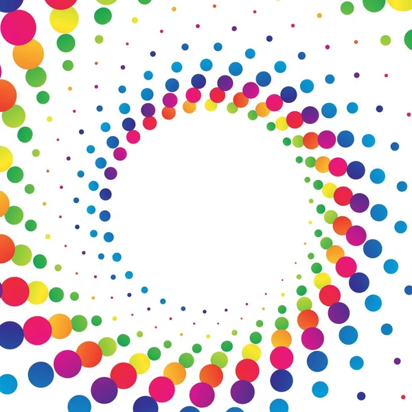 Rainbow Dot Circle Frame Halftone White Background Vector Illustration — Vetor de Stock