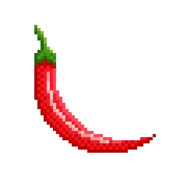 Red Chili Pepper Pixel Art Vector Illustration — Stock Vector