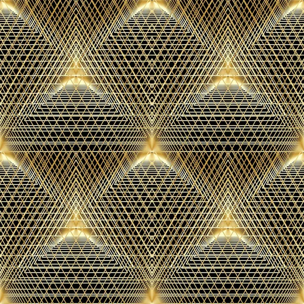 Gold Luxury Seamless Pattern Black Background Vector Illustration — Stockvektor